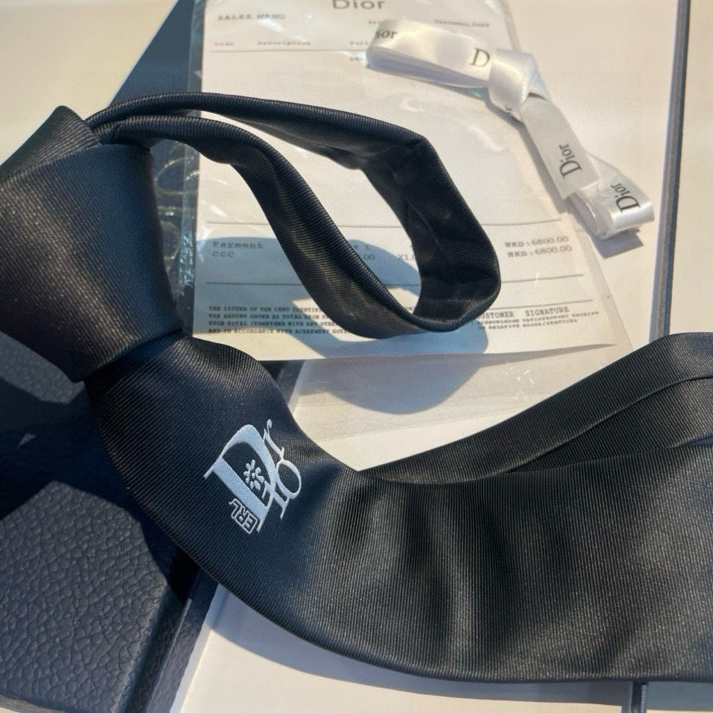 Dior Style Men's Oblique Logo Silk Tie