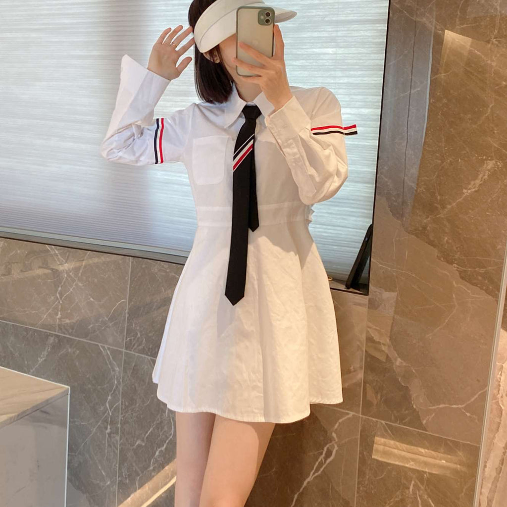 Thom Browne Women's Double Bar Tie Shirt Dress