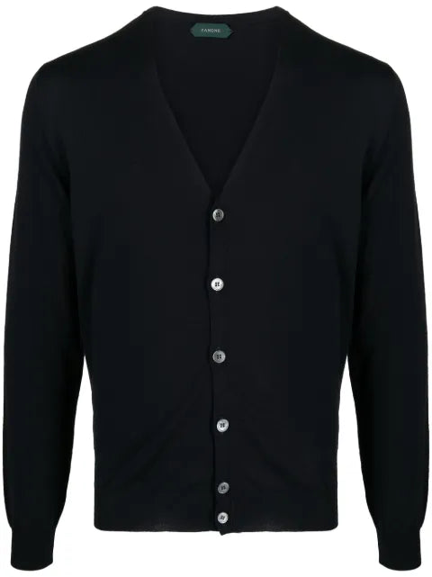 Zanone plunging V-neck fine-knit cardigan