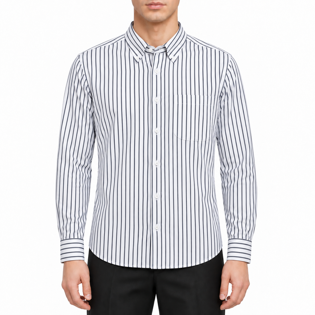 Classic Four-Bar Black & White Striped Patchwork Shirt - Premium Designer | Thom Browne