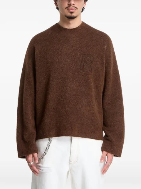 Represent logo-embroidered crew-neck sweater