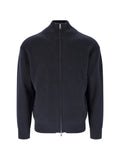 Closed ribbed-knit zip-up cardigan