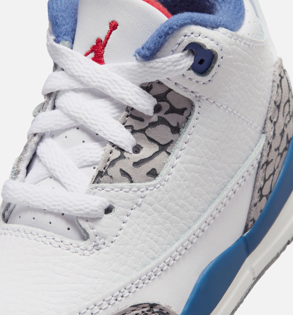 Air Jordan 3 Retro OG True Blue Infant/Toddler Shoes - White Fire Red True Blue