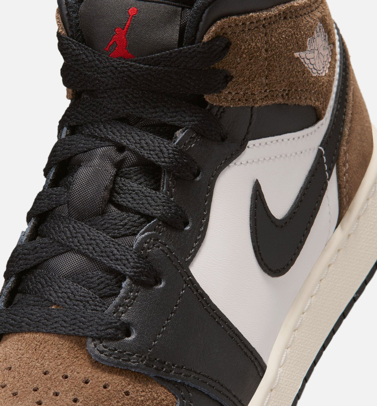 Air Jordan 1 Mid Grade School - Black/Phantom/Palomino/University Red