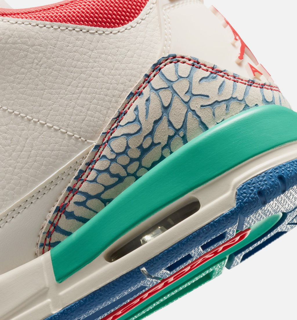 Air Jordan 3 Retro "Play Your Way" Big Kids' Shoe – Chalk/Track Red/True Blue/Kinetic Green
