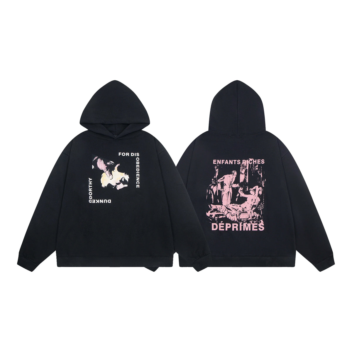 ERD “Dunked Dorothy” Baroque Pullover Hoodie — Black / Pink