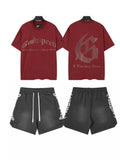 Godspeed Red Graphic T-Shirt & Black Shorts Set