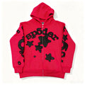 Sp5der Red Graphic Zip Hoodie
