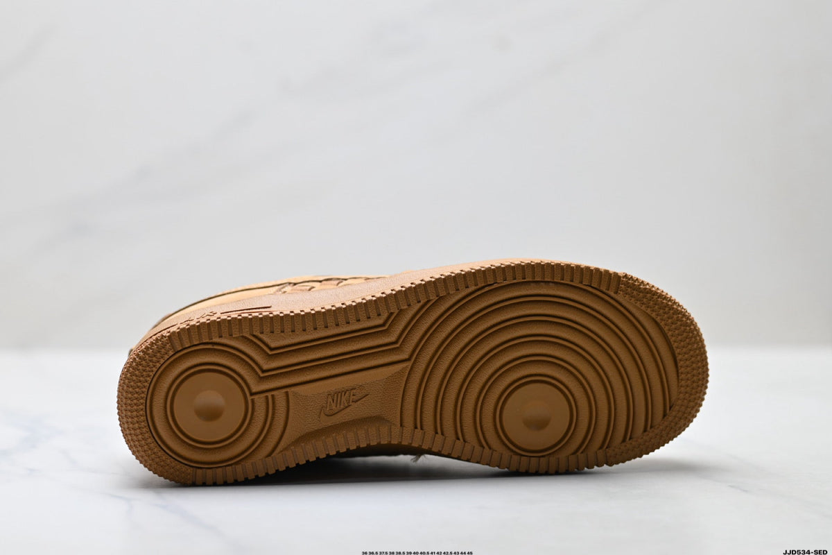 Nike Air Force 1 Low Tan Woven Unisex Sneakers Style 04