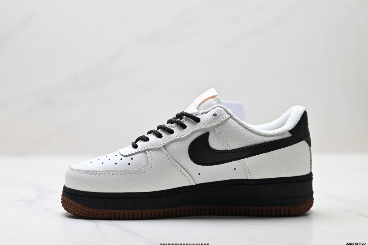 Nike Air Force 1 Low White Black Gum Text Unisex Sneakers Style 16