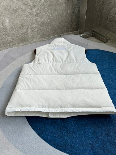 Canada Goose White Stand-Collar Puffer Vest with Patch Pockets