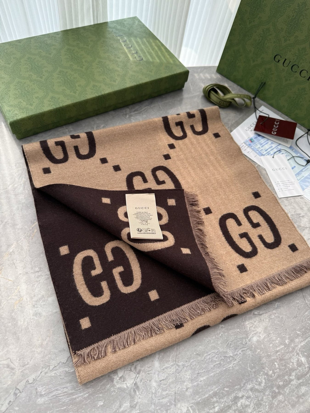 Gucci Geometric Fringed Scarf