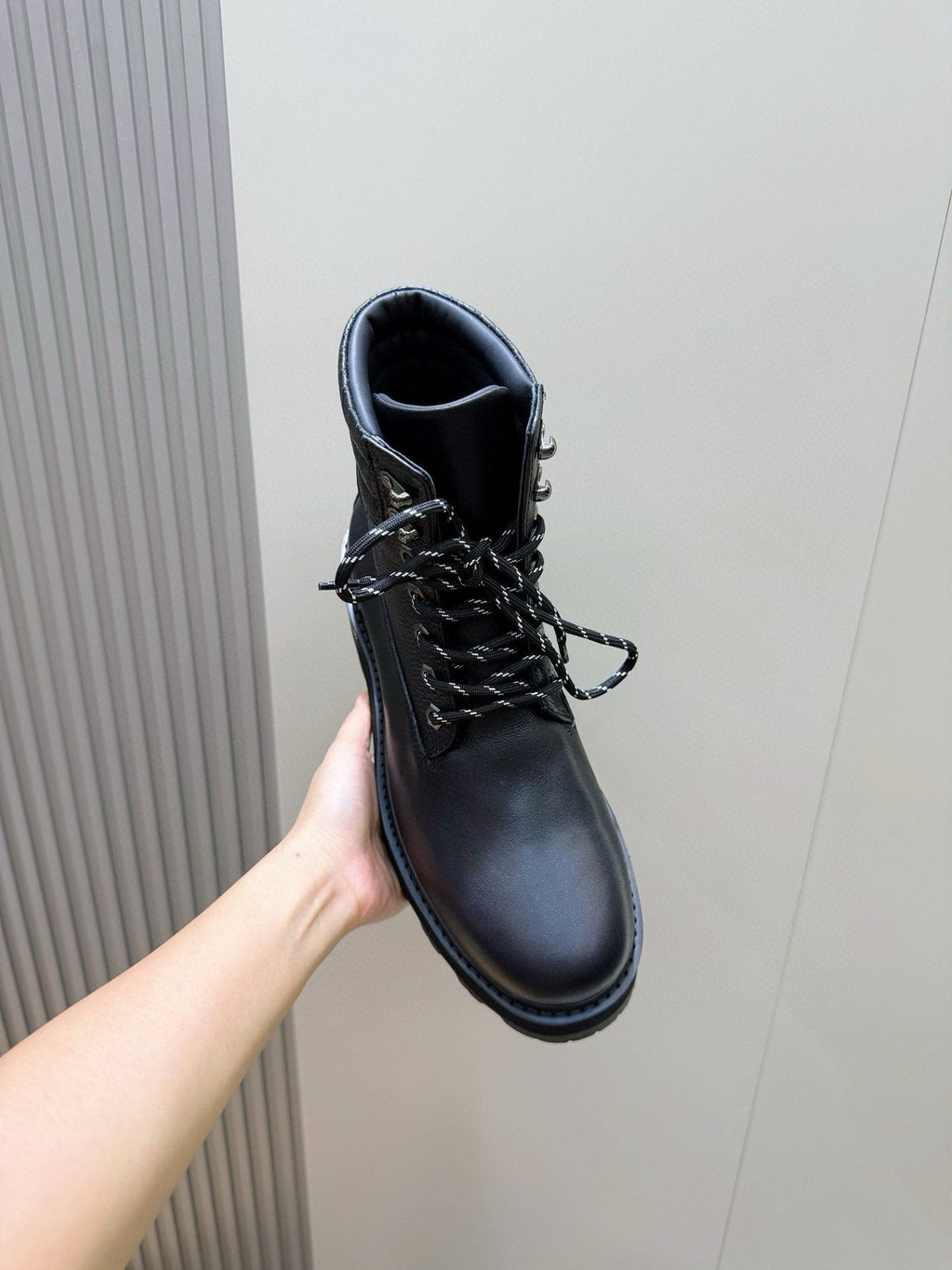 Moncler Black Lug-Sole Lace-Up Boots
