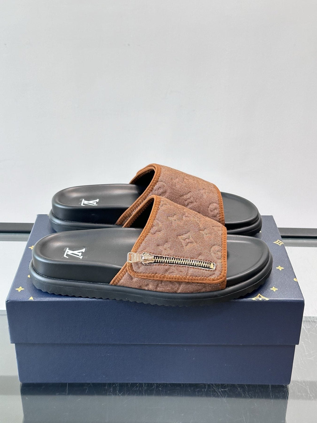 Louis Vuitton Embossed Strap Slide Sandals - Open Toe