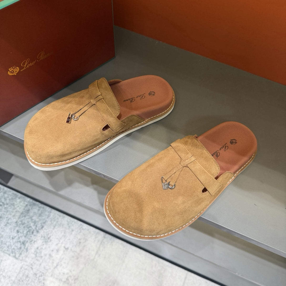 Camel Tan Backless Mule Loafers