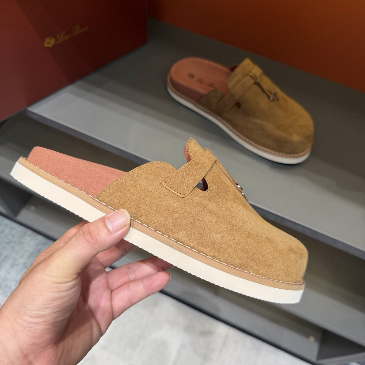 Camel Tan Backless Mule Loafers