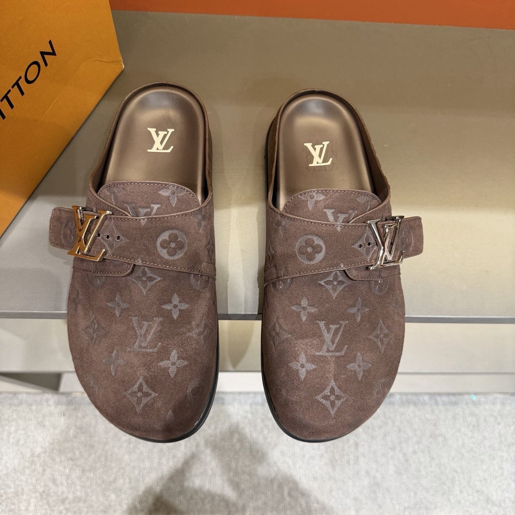 Louis Vuitton Men's Monogram Buckle Mules