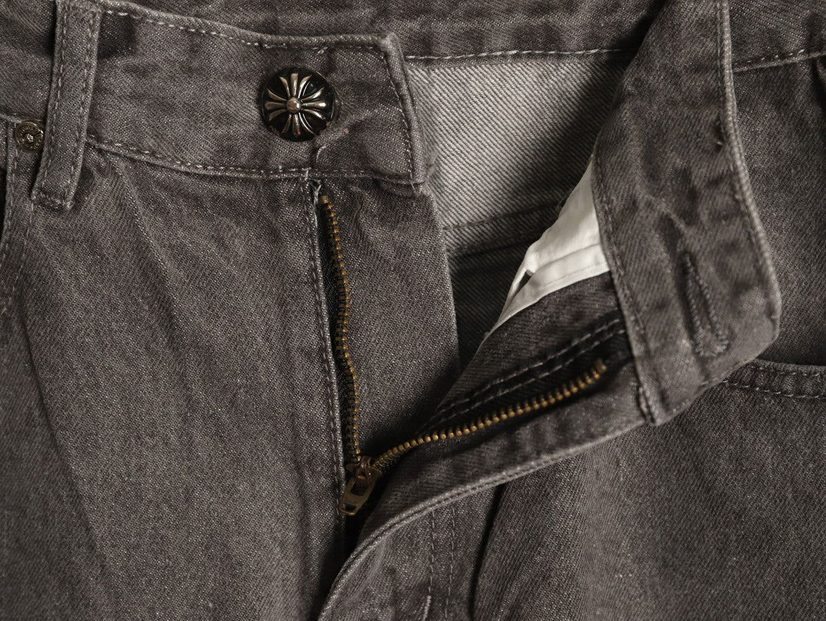 Chrome Hearts Cross-Motif Jeans with Back Lettering - Charcoal